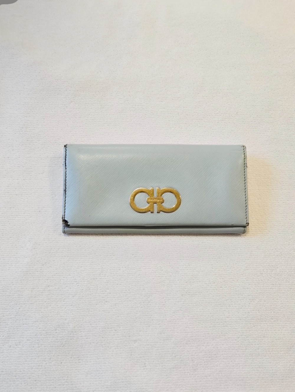 Salvatore Ferragamo Authentic Gancini Light Blue Leather Wallet